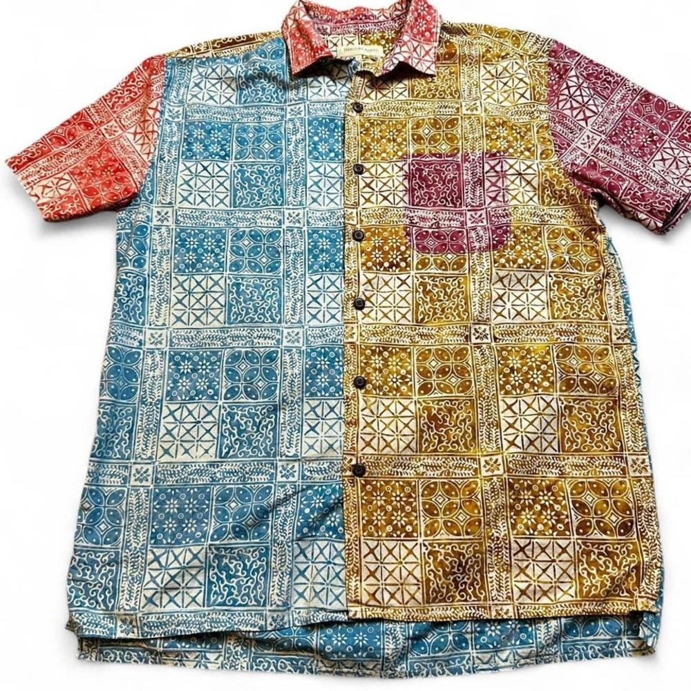 Territory Ahead color block‎ multicolor beach polo button shirt size medium